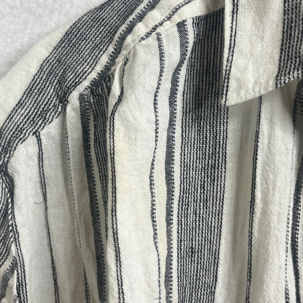 Harper Striped Button Front Short Sleeve Blouse Small Neutral Minimalist - Picture 6 of 7